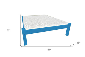 HomeRoots Caribbean Blue Solid Wood Full Bed Frame – Handmade, Sturdy Platform Design for Lasting Comfort 546706
