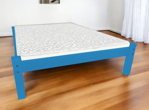 Homeroots Caribbean Blue Solid Wood Full Bed Frame  Solid Wood 546706