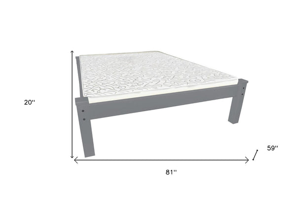 HomeRoots Gray Solid Wood Full Bed Frame - Durable & Stylish Design with Elevated Profile for Under-Bed Storage 546709