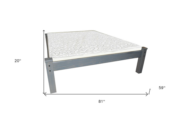 Homeroots Gray Solid Wood Full Bed Frame  Solid Wood 546710