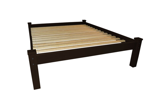 Homeroots Dark Brown Solid Wood Full Bed Frame  Solid Wood 546713