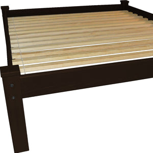Homeroots Dark Brown Solid Wood Full Bed Frame  Solid Wood 546713