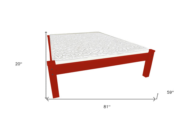 Homeroots Red Solid Wood Full Bed Frame  Solid Wood 546714