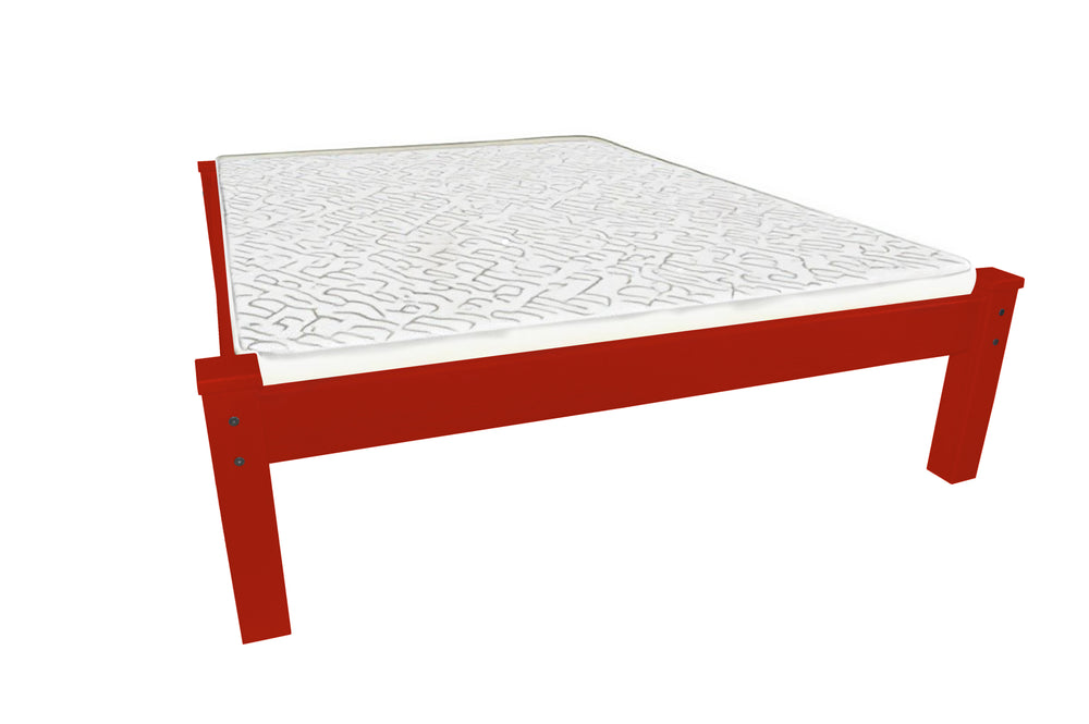 Homeroots Red Solid Wood Full Bed Frame  Solid Wood 546714