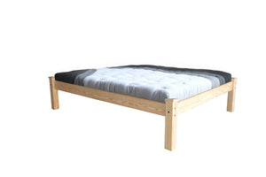 HomeRoots Natural Solid Wood Full Bed Frame - Handcrafted Pine Platform Design for Stylish Bedroom Comfort 546715