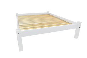 Homeroots White Solid Wood Full Bed Frame  Solid Wood 546716