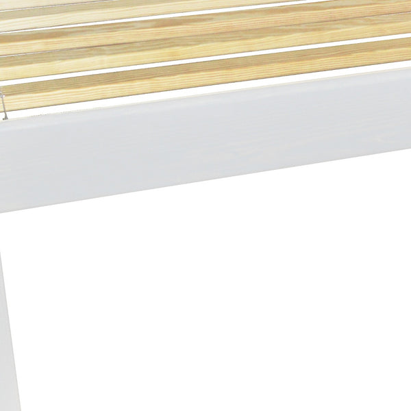 Homeroots White Solid Wood Full Bed Frame  Solid Wood 546716