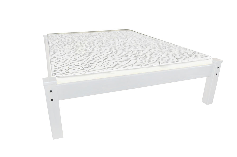 Homeroots White Solid Wood Full Bed Frame  Solid Wood 546716