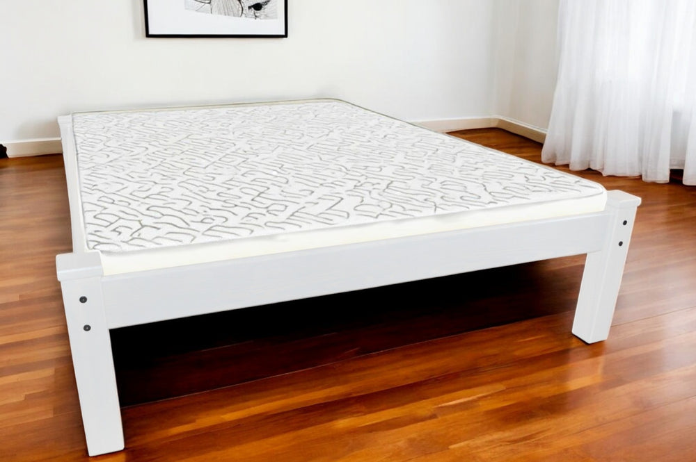 Homeroots White Solid Wood Full Bed Frame  Solid Wood 546716