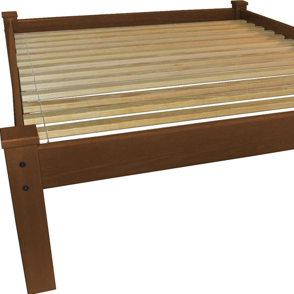 Homeroots Brown Solid Wood Queen Bed Frame  Solid Wood 546717