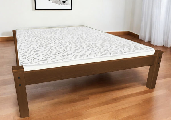 Homeroots Brown Solid Wood Queen Bed Frame  Solid Wood 546717