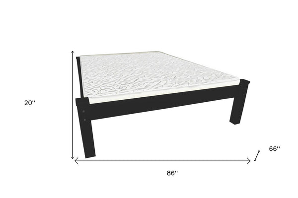 HomeRoots Black Solid Wood Queen Bed Frame - Timeless Artisan Design with Modern Aesthetic for Any Bedroom 546718