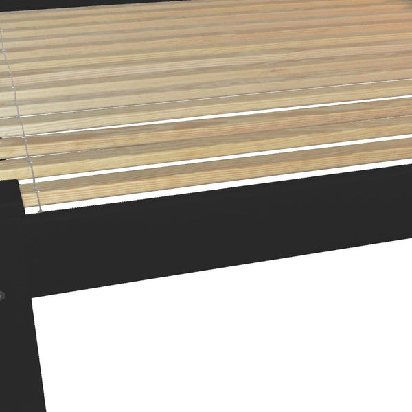 Homeroots Black Solid Wood Queen Bed Frame  Solid Wood 546718