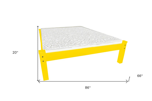 Homeroots Canary Yellow Solid Wood Queen Bed Frame  Solid Wood 546719