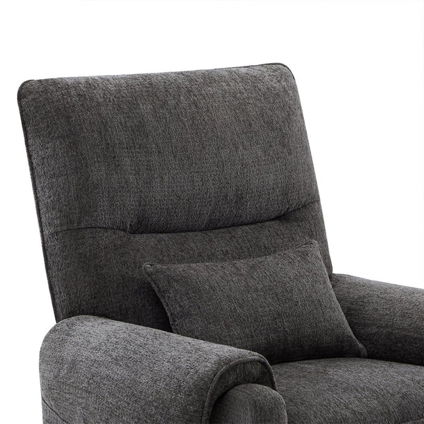 English Elm Jennifer Taylor Home - Glenn Power Lift Assist Recliner - Steel Gray Chenille, Lumbar Pillow, Side Pocket, Quiet Motor B2719P328584