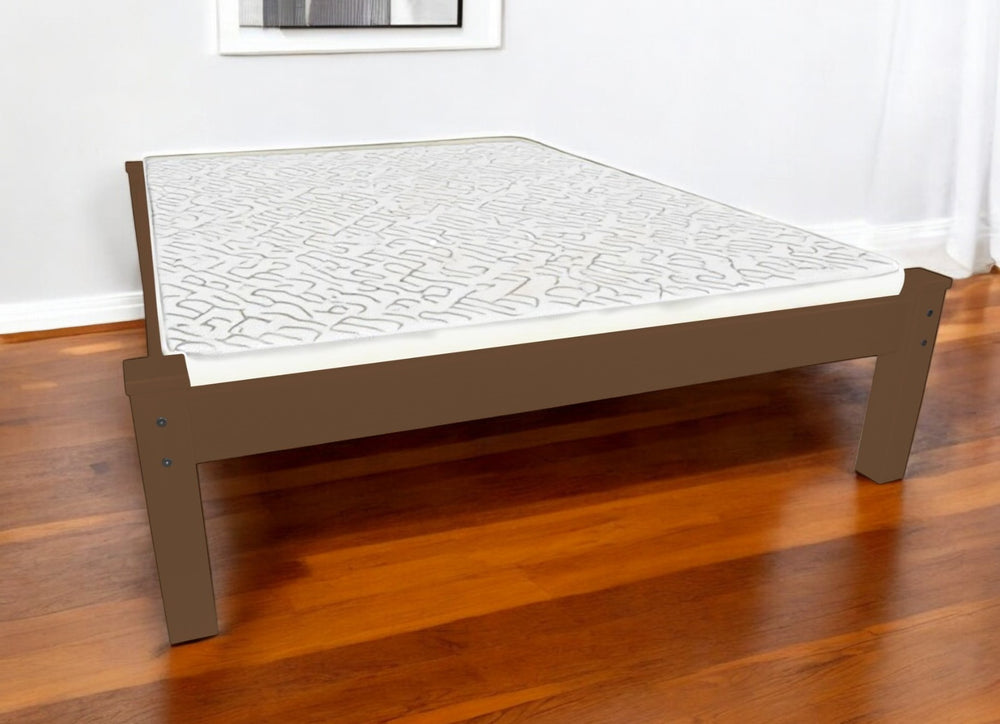 Homeroots Brown Solid Wood Queen Bed Frame  Solid Wood 546721