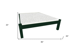 HomeRoots Dark Green Solid Wood Queen Bed Frame - Handmade, Durable, and Stylish Platform Design for Comfort 546722