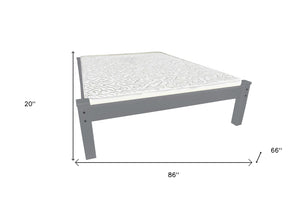 HomeRoots Gray Solid Wood Queen Bed Frame - Handmade Artisan Craftsmanship, Durable Support & Modern Elegance 546723