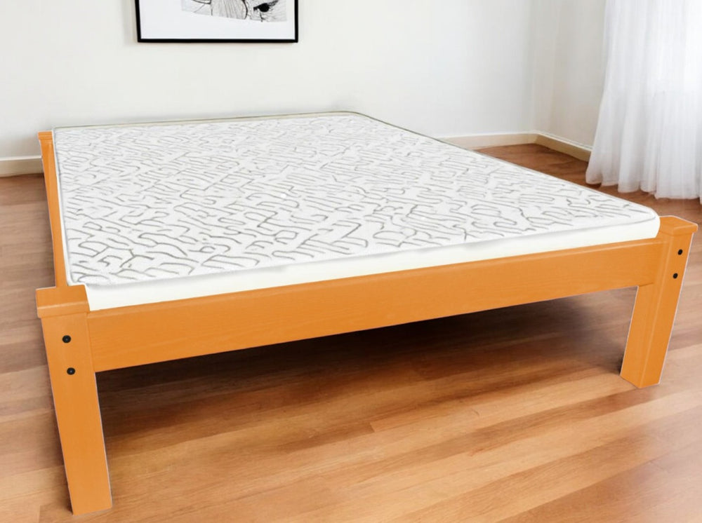 HomeRoots Yellow Handcrafted Solid Wood Queen Bed Frame – Durable, Cheerful, Platform Design for Lasting Comfort 546725