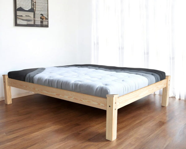 HomeRoots Natural Solid Wood Queen Bed Frame - Handcrafted Pine Design for Rustic Charm & Lasting Comfort 546729