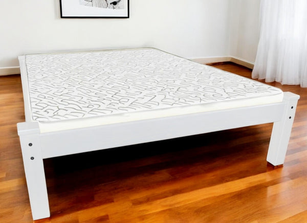 HomeRoots White Solid Wood Queen Bed Frame - Elegant Design, Durable Craftsmanship & Perfect for Any Bedroom Style 546730