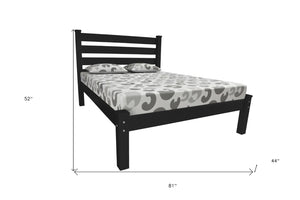 HomeRoots Black Solid Wood Twin Bed Frame - Durable Pine Design with Elegant Finish for Children's Rooms & Guests 546733