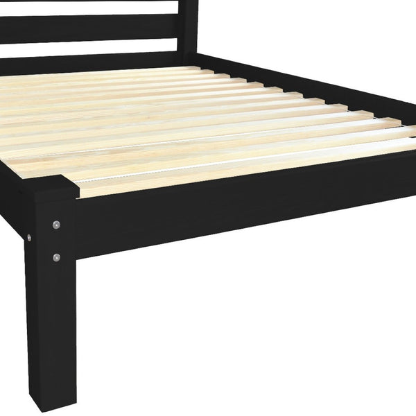 HomeRoots Black Solid Wood Twin Bed Frame - Durable Pine Design with Elegant Finish for Children's Rooms & Guests 546733