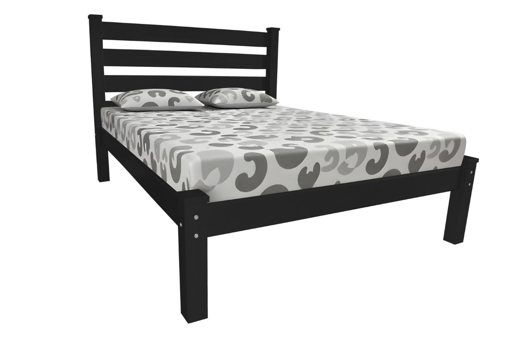 HomeRoots Black Solid Wood Twin Bed Frame - Durable Pine Design with Elegant Finish for Children's Rooms & Guests 546733