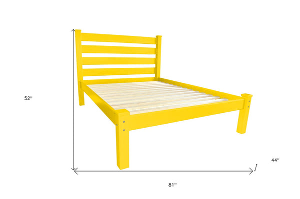 Homeroots Canary Yellow Solid Wood Twin Bed Frame – Durable Design For Sweet Dreams & Relaxation Sanctuary  Solid Wood 546734