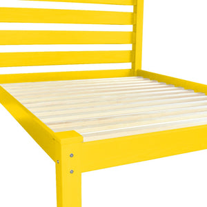 Homeroots Canary Yellow Solid Wood Twin Bed Frame – Durable Design For Sweet Dreams & Relaxation Sanctuary  Solid Wood 546734