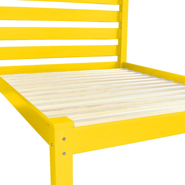 Homeroots Canary Yellow Solid Wood Twin Bed Frame – Durable Design For Sweet Dreams & Relaxation Sanctuary  Solid Wood 546734