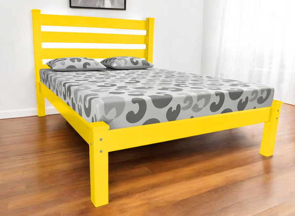 Homeroots Canary Yellow Solid Wood Twin Bed Frame – Durable Design For Sweet Dreams & Relaxation Sanctuary  Solid Wood 546734