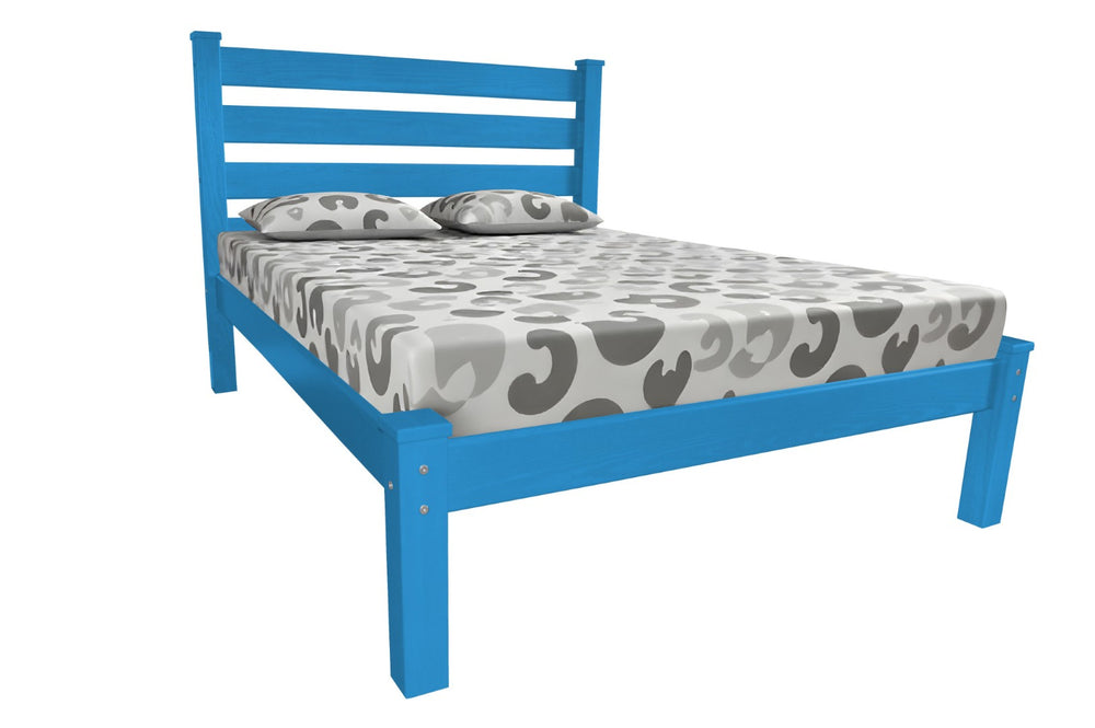HomeRoots Caribbean Blue Solid Wood Twin Bed Frame - Handcrafted Platform Design with Unique Artisan Finish 546735
