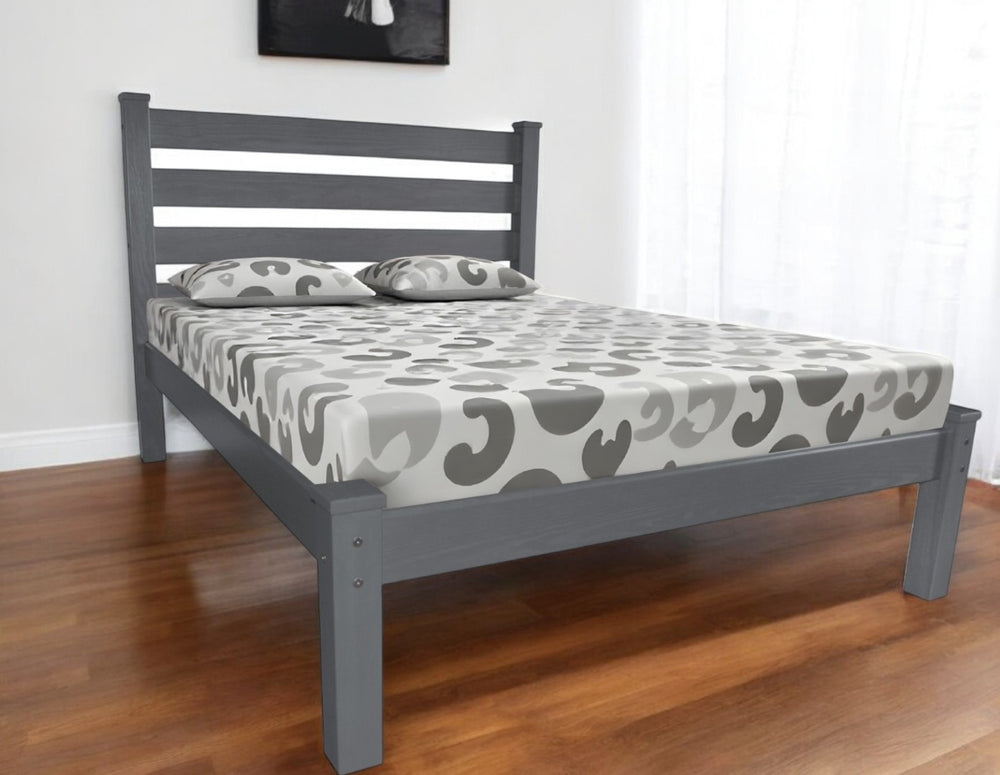 HomeRoots Gray Solid Wood Twin Bed Frame – Durable Platform Design, Stylish Gray Finish, Supports Up to 800 lbs! 546738