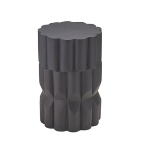 English Elm 13 Inch Handmade Mgo Geometric Side Table Sculptural Matte Accent for Indoor Outdoor Black N772P390780B