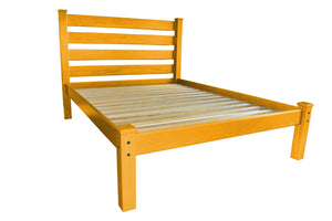 HomeRoots Yellow Solid Wood Twin Bed Frame – Handcrafted Pine Design, Honey Finish, Durable & Stylish Sleep Solution 546740
