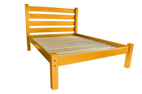 HomeRoots Yellow Solid Wood Twin Bed Frame – Handcrafted Pine Design, Honey Finish, Durable & Stylish Sleep Solution 546740
