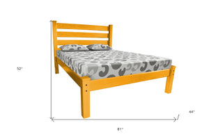 HomeRoots Yellow Solid Wood Twin Bed Frame – Handcrafted Pine Design, Honey Finish, Durable & Stylish Sleep Solution 546740