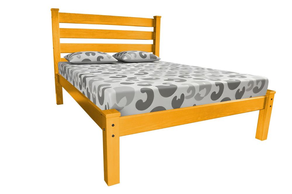 HomeRoots Yellow Solid Wood Twin Bed Frame – Handcrafted Pine Design, Honey Finish, Durable & Stylish Sleep Solution 546740