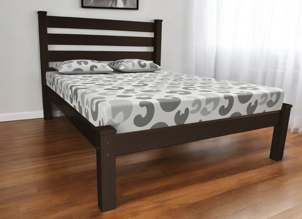 Homeroots Dark Brown Solid Wood Twin Bed Frame - Stylish Design For A Cozy Bedroom Retreat, Quality Craftsmanship  Solid Wood 546742