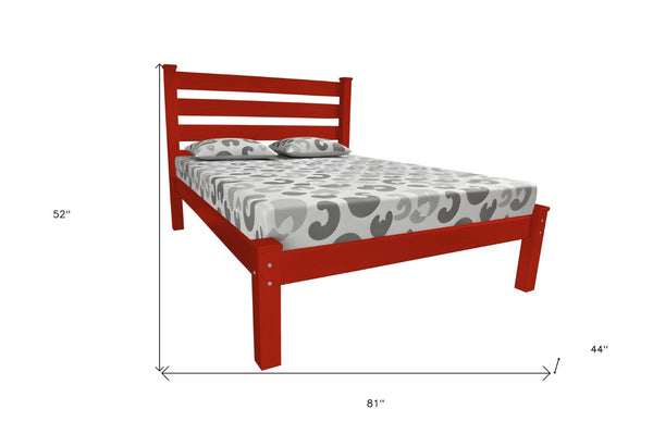 Homeroots Red Solid Wood Twin Bed Frame - Durable Craftsmanship For Comfort & Style, Perfect For Cozy Bedrooms  Solid Wood 546743