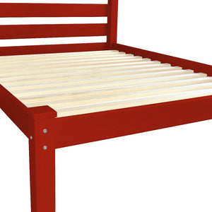 Homeroots Red Solid Wood Twin Bed Frame - Durable Craftsmanship For Comfort & Style, Perfect For Cozy Bedrooms  Solid Wood 546743