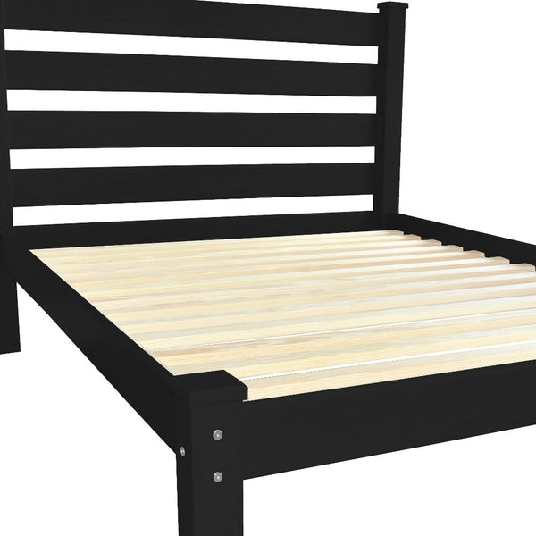 Homeroots Black Solid Wood Full Bed Frame - Durable, Stylish Design For Ultimate Comfort And Relaxation Space  Solid Wood 546747