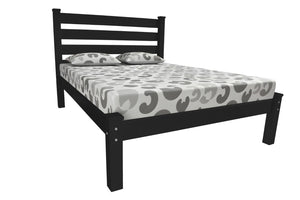 HomeRoots Black Solid Wood Full Bed Frame - Elegant Design, Durable Construction & Integrated Headboard for Comfort 546747