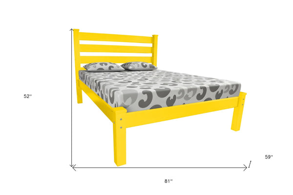 Homeroots Canary Yellow Solid Wood Full Bed Frame - Durable Pine Design For A Cozy, Stylish Bedroom Retreat  Solid Wood 546748