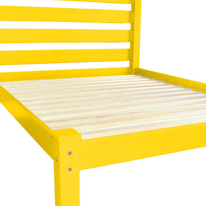 Homeroots Canary Yellow Solid Wood Full Bed Frame - Durable Pine Design For A Cozy, Stylish Bedroom Retreat  Solid Wood 546748