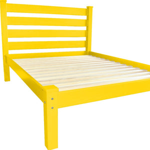 Homeroots Canary Yellow Solid Wood Full Bed Frame - Durable Pine Design For A Cozy, Stylish Bedroom Retreat  Solid Wood 546748