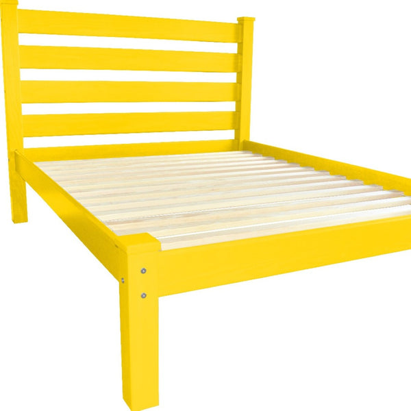 Homeroots Canary Yellow Solid Wood Full Bed Frame - Durable Pine Design For A Cozy, Stylish Bedroom Retreat  Solid Wood 546748