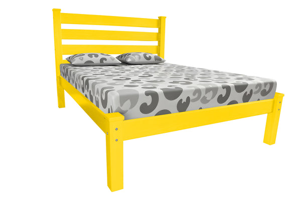 Homeroots Canary Yellow Solid Wood Full Bed Frame - Durable Pine Design For A Cozy, Stylish Bedroom Retreat  Solid Wood 546748