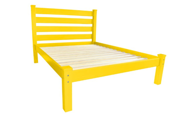 Homeroots Canary Yellow Solid Wood Full Bed Frame - Durable Pine Design For A Cozy, Stylish Bedroom Retreat  Solid Wood 546748